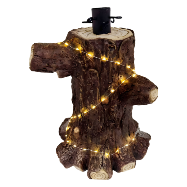Magnesia stump with LED Xmas tree holder
