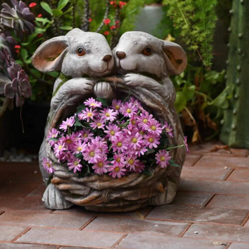 Bunny with Basket Pot
