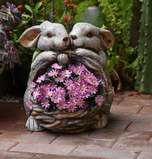 Bunny with Basket Pot